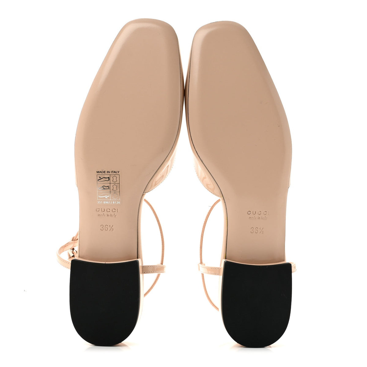 Patent Charlotte Petite GG Slingback Flats 36.5 Beige