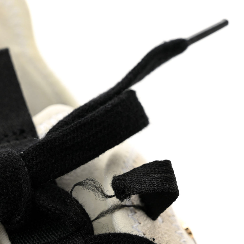 Velvet Calfskin Mixed Fibers CC Sneakers 37.5 Ivory Black