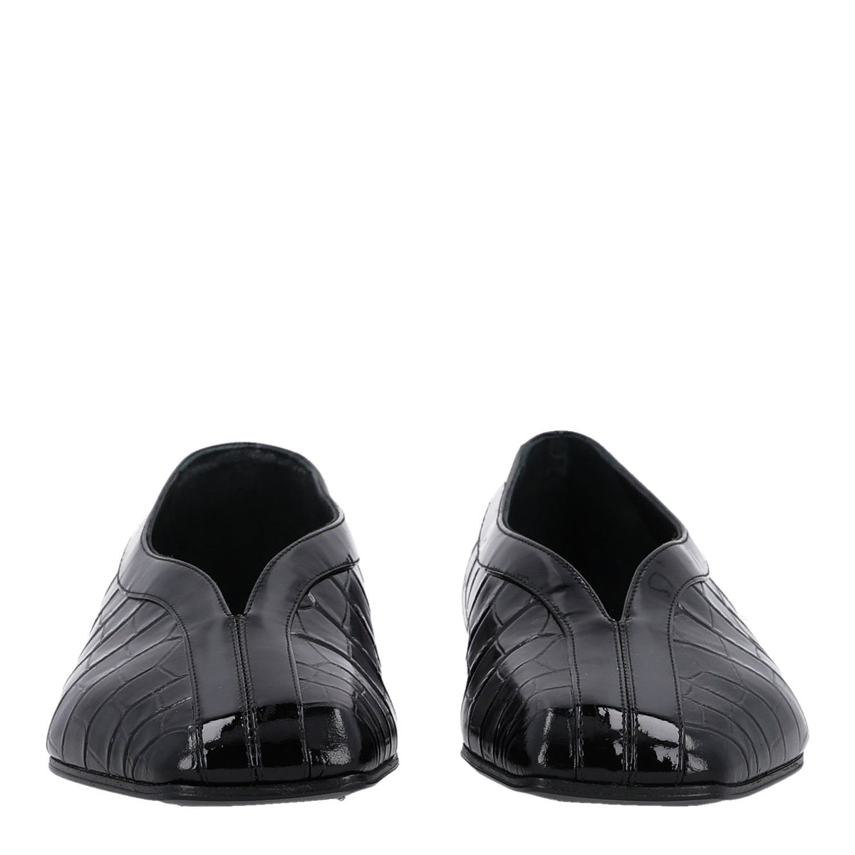 Patent Calfskin Crocodile Embossed Ballet Flats 35.5 Black