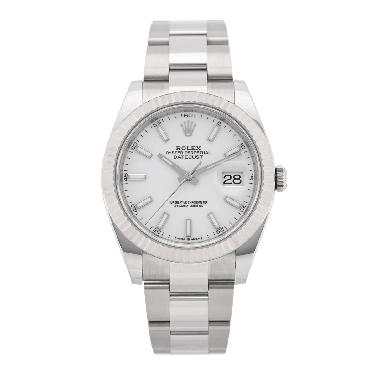 Stainless Steel 18K White Gold 41mm Oyster Perpetual Datejust Watch Silver 116334