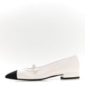 Shiny Lambskin Grosgrain Pearl Mary Janes Flats 38 White Black