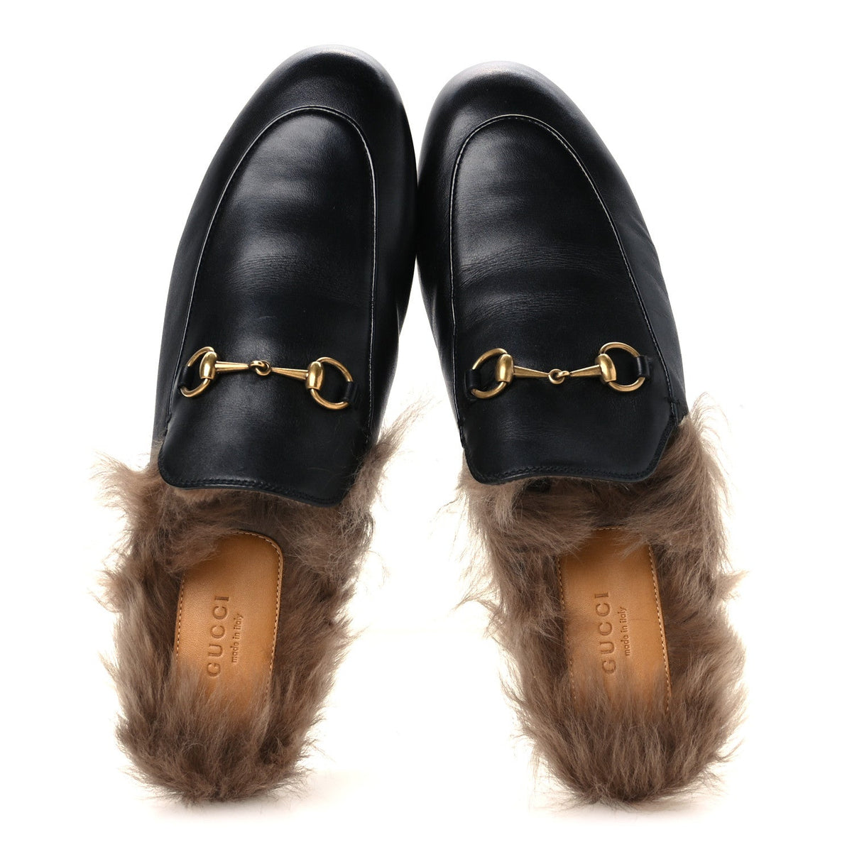 Calfskin Fur Womens Princetown Slippers 42 Black