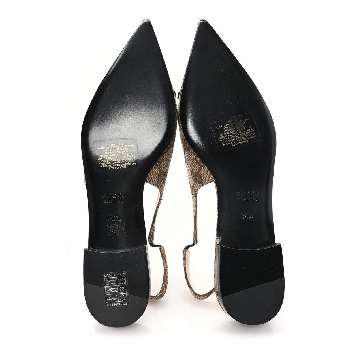 Monogram Horsebit Womens Slingback Ballet Flat 36.5 Beige Ebony Cocoa