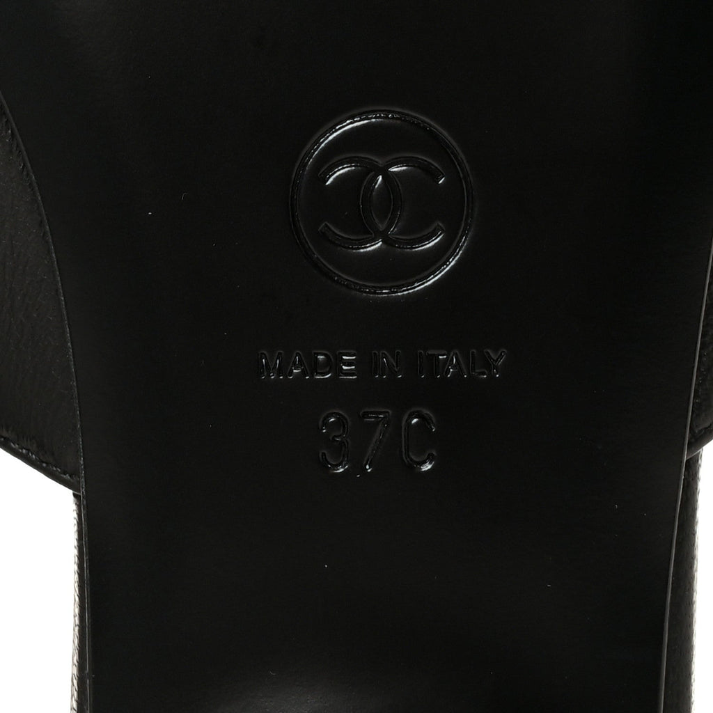 Lambskin CC Thong Sandals 37 Black
