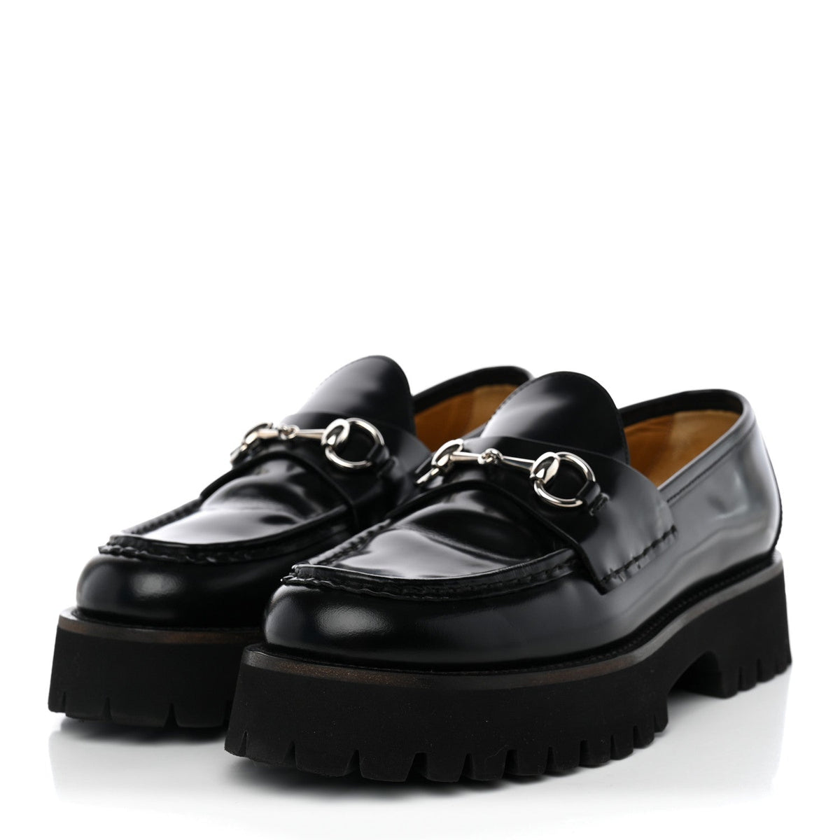 Cordovan Lux Womens Horsebit 45mm Platform Loafers 39 Black