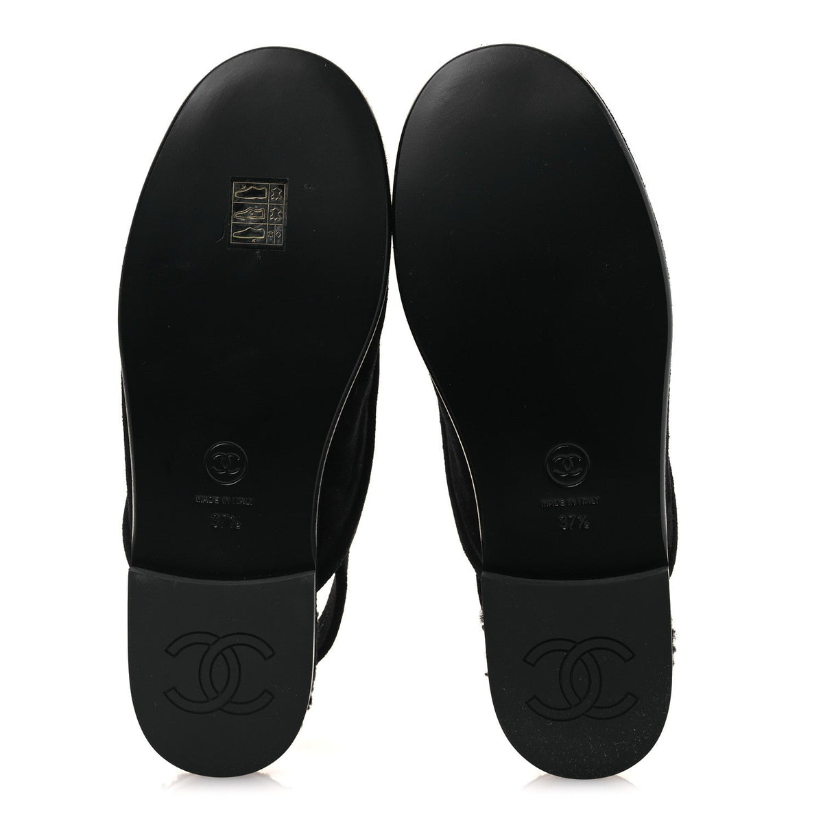 Suede Calfskin CC Slingback Loafers 37.5 Black