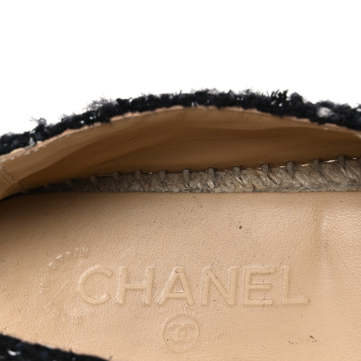 Metallic Lambskin Tweed CC Espadrilles 37 Black Silver