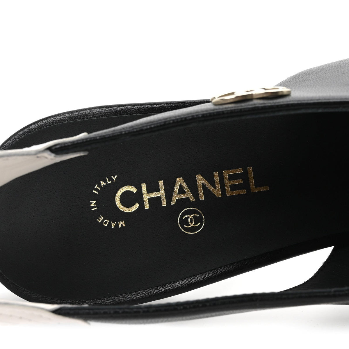 Lambskin Slingback Pumps 36.5 Black White
