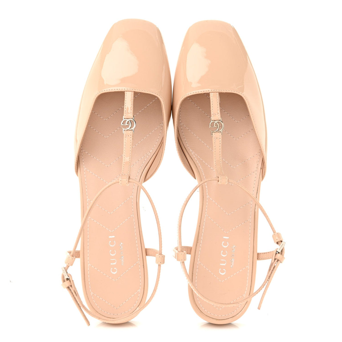 Patent Charlotte Petite GG Slingback Flats 36.5 Beige