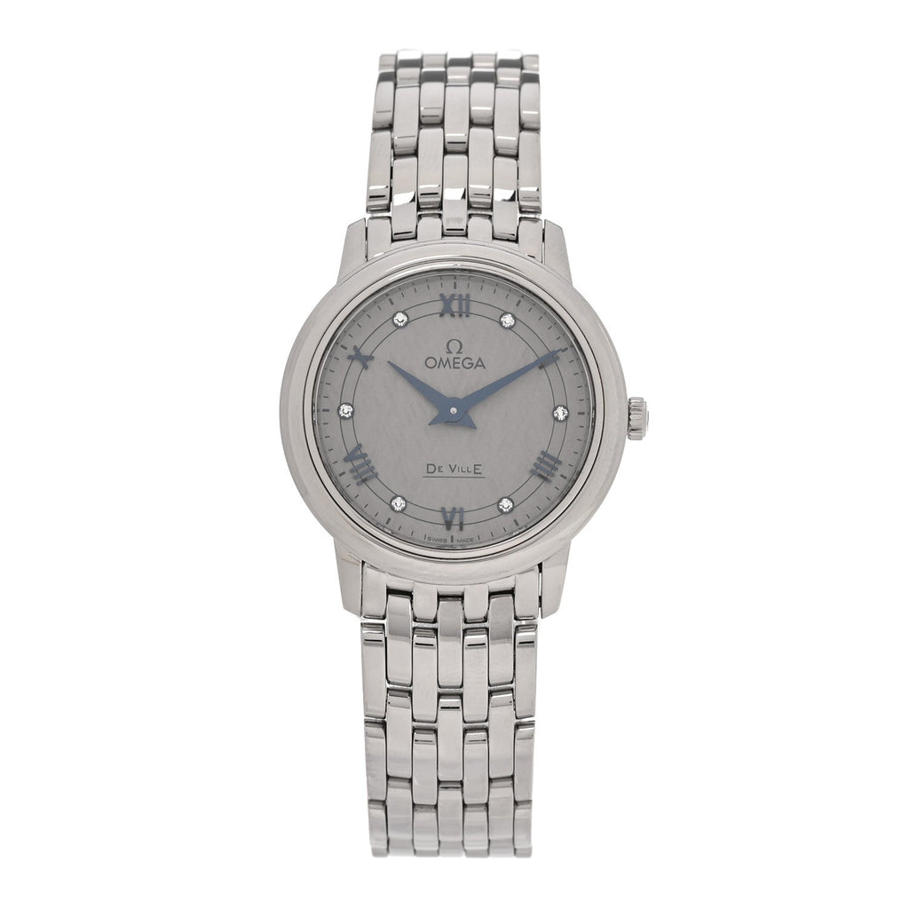 Stainless Steel Diamond 27mm De Ville Prestige Quartz Watch Grey 424.10.27.60.56.002