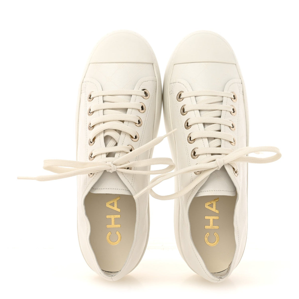 Lambskin Printed Logo Sneakers 40.5 White