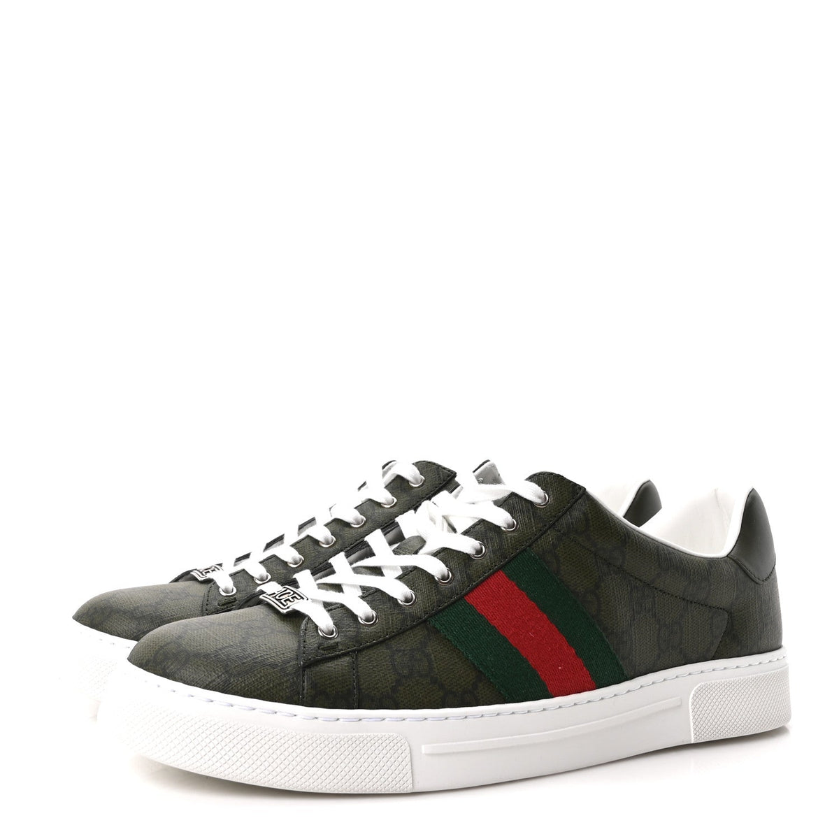 GG Supreme Monogram Web Mens New Ace Sneakers 9 Green