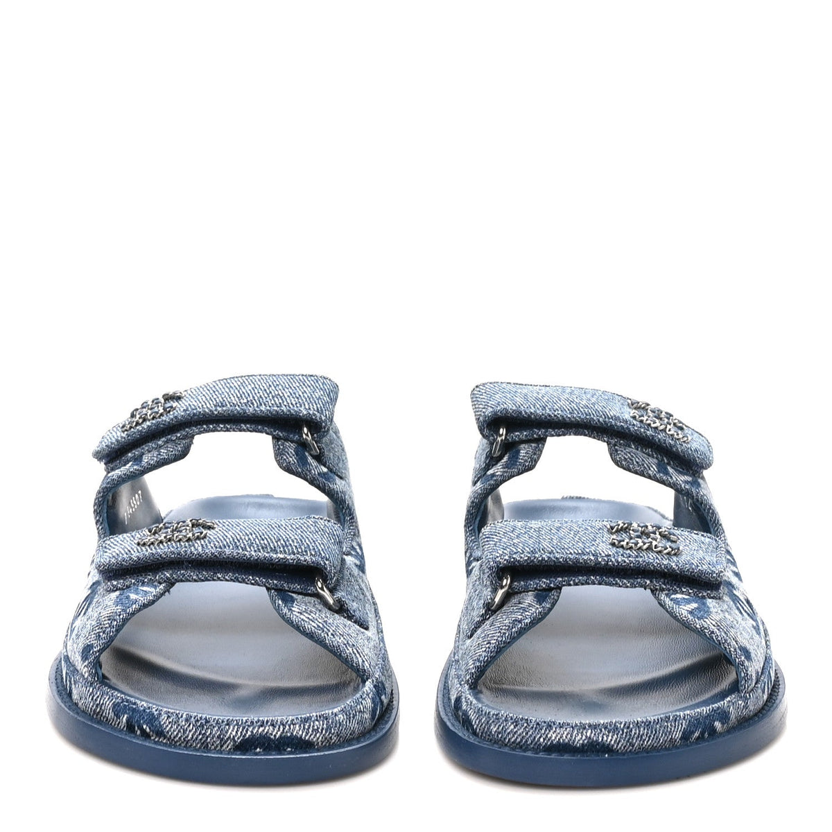 Denim CC Velcro Dad Chain CC Slide Sandals 39 Blue