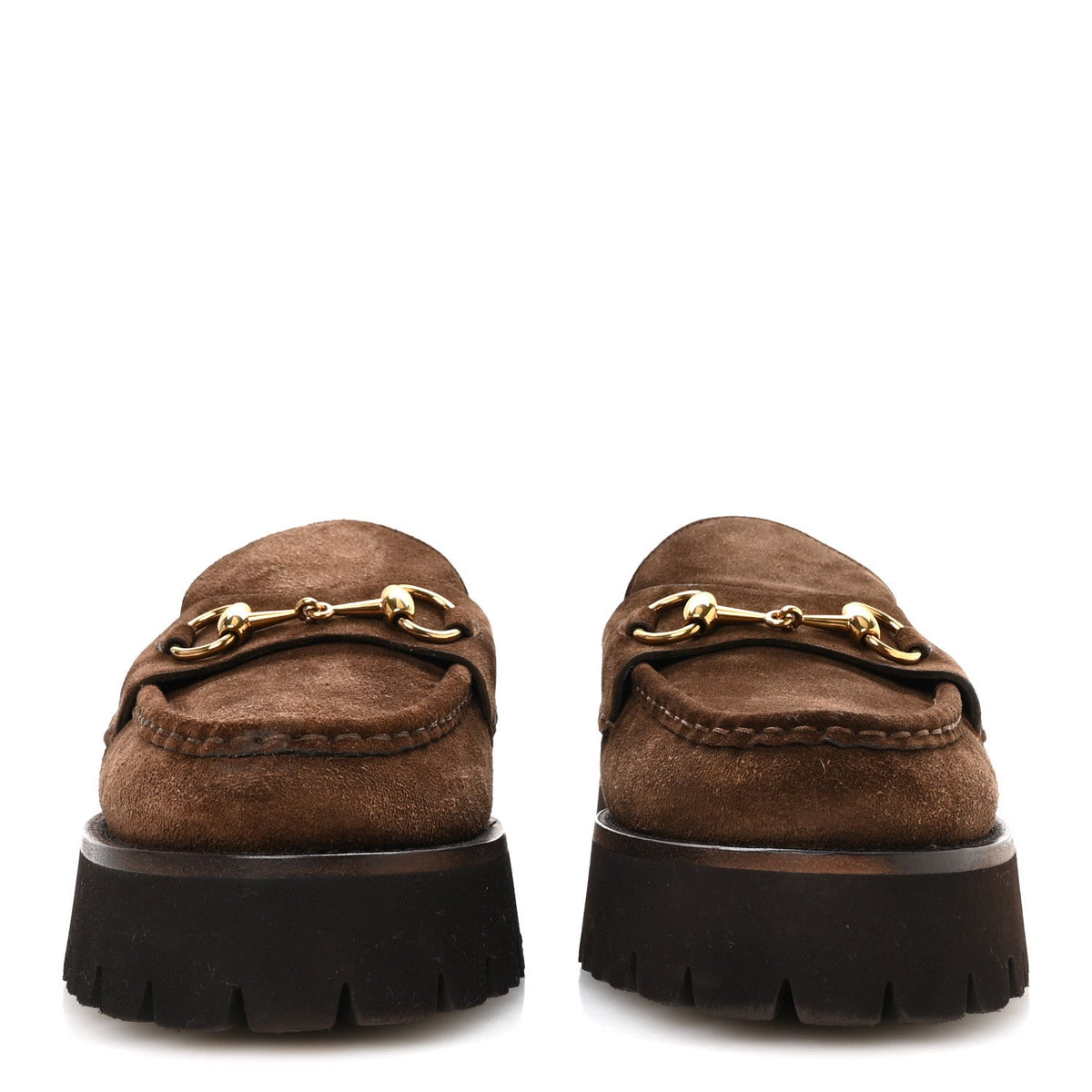 Suede Horsebit Platform Mules 40 Washed Brown
