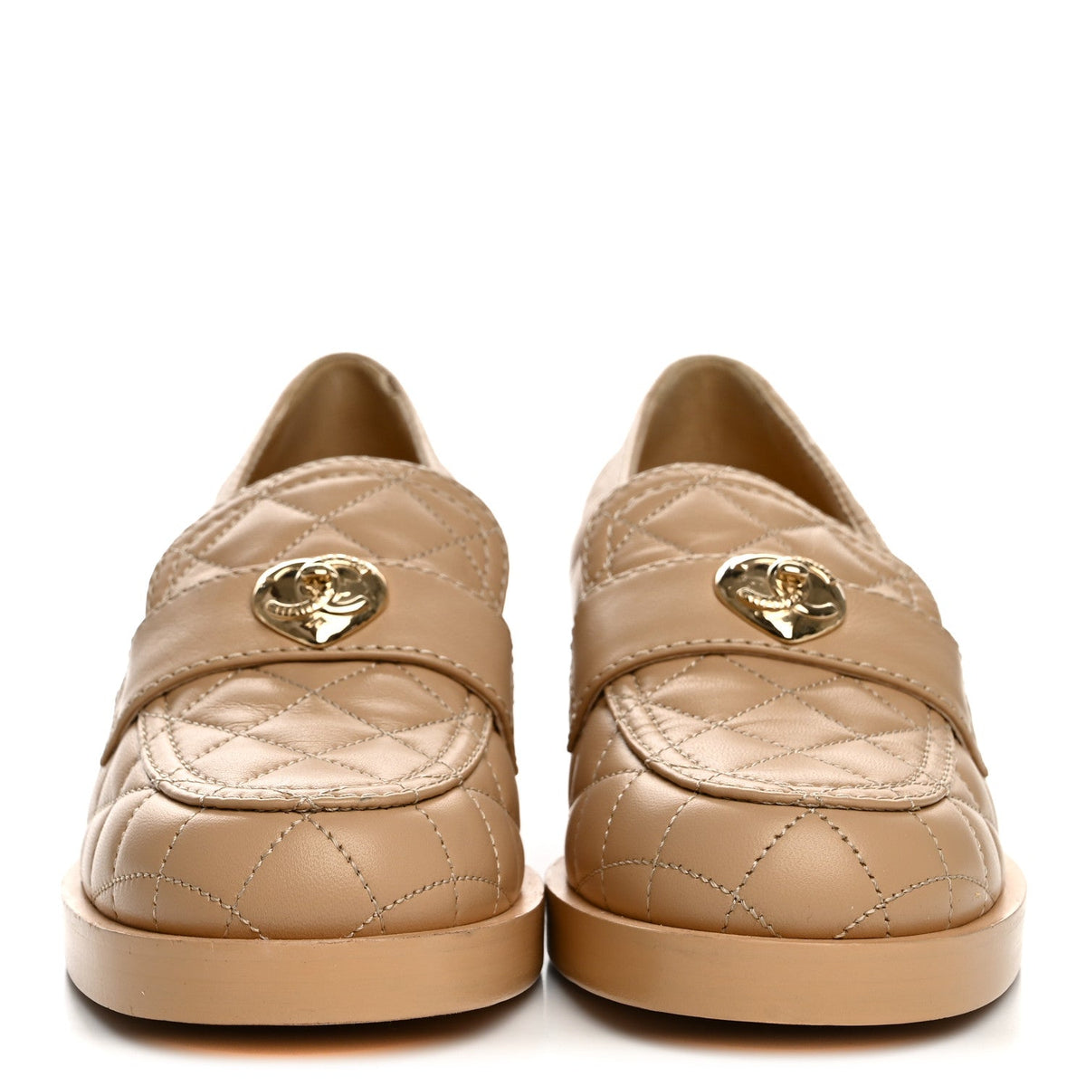 Lambskin Quilted CC Heart Loafers 37 Beige 37 Beige