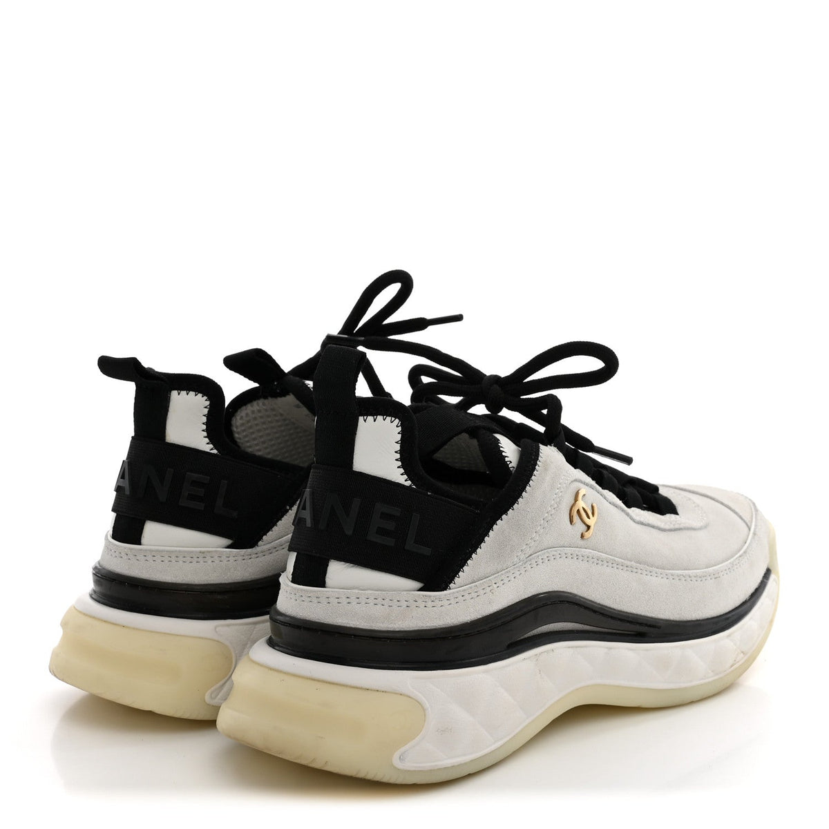 Suede Calfskin Nylon Grosgrain CC Sneakers 37.5 White