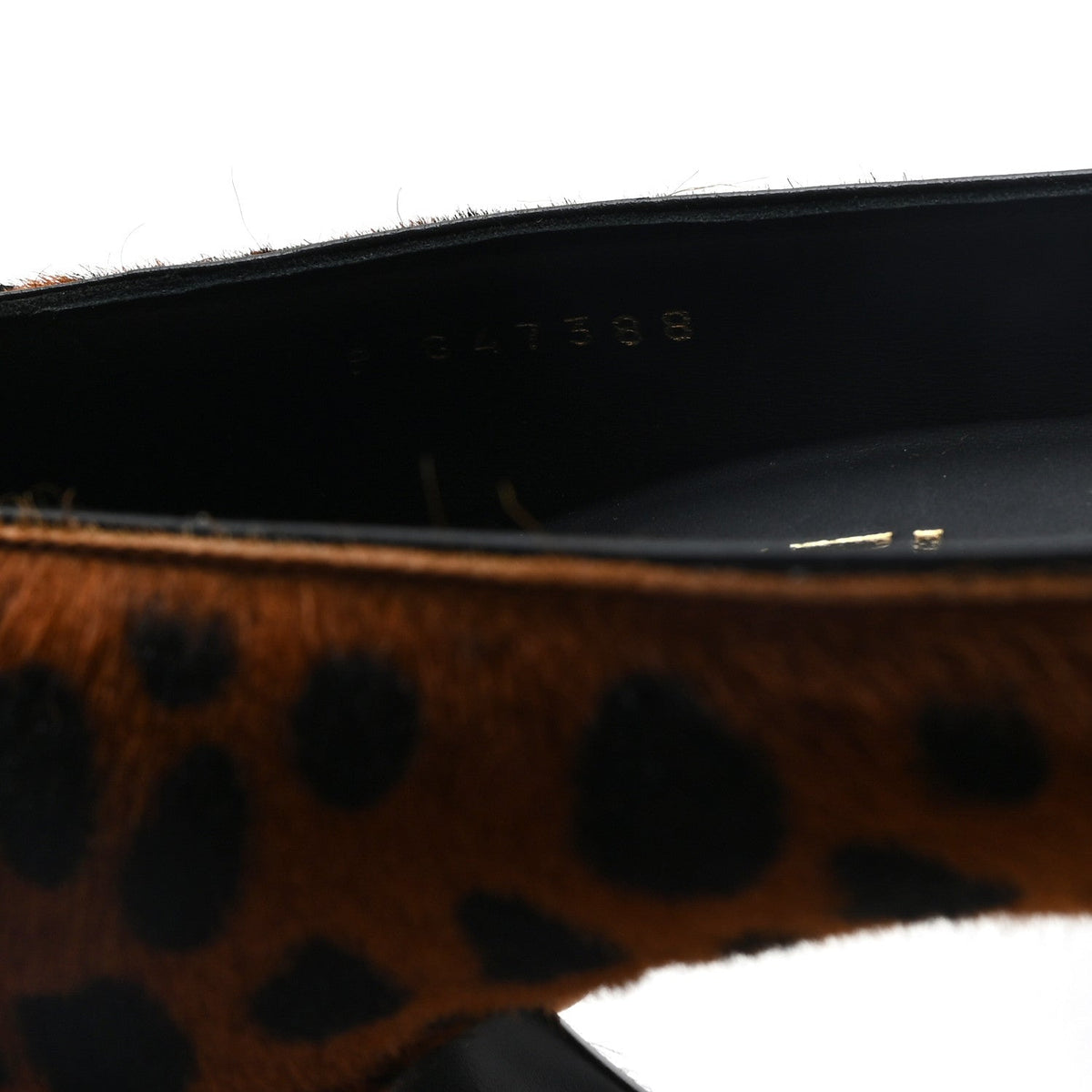 Pony Hair Lambskin Pumps 37.5 Brown Black