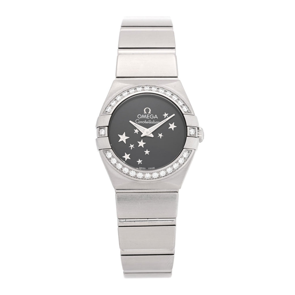 Stainless Steel Diamond Bezel 24mm Constellation Automatic Watch Black 123.15.24.60.01.001