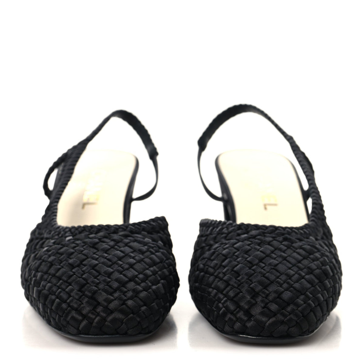 Satin Braided Slingback Flats 39.5 Black