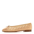 Caviar Quilted CC Cap Toe Ballerina Flats 41 Beige
