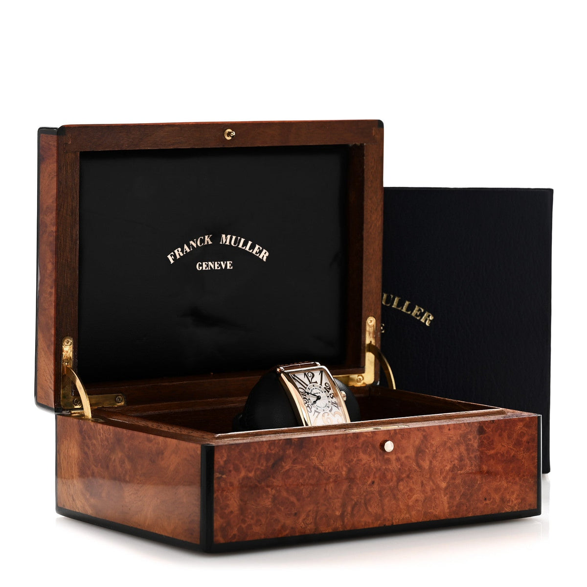 18K Yellow Gold Alligator 30mm Long Island Master Banker Automatic Watch Brown 1000SC