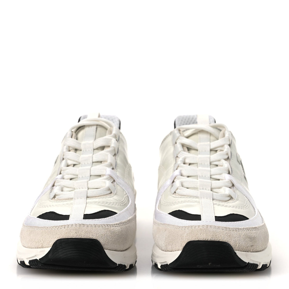 Calfskin Suede CC Womens Sneakers 39.5 White Black