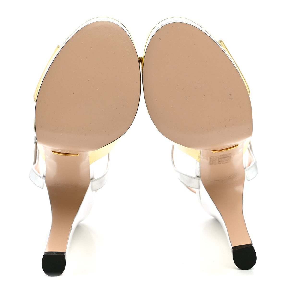 Metallic Nappa Double G 40/135mm Platform Sandals 37.5 Gold Silver
