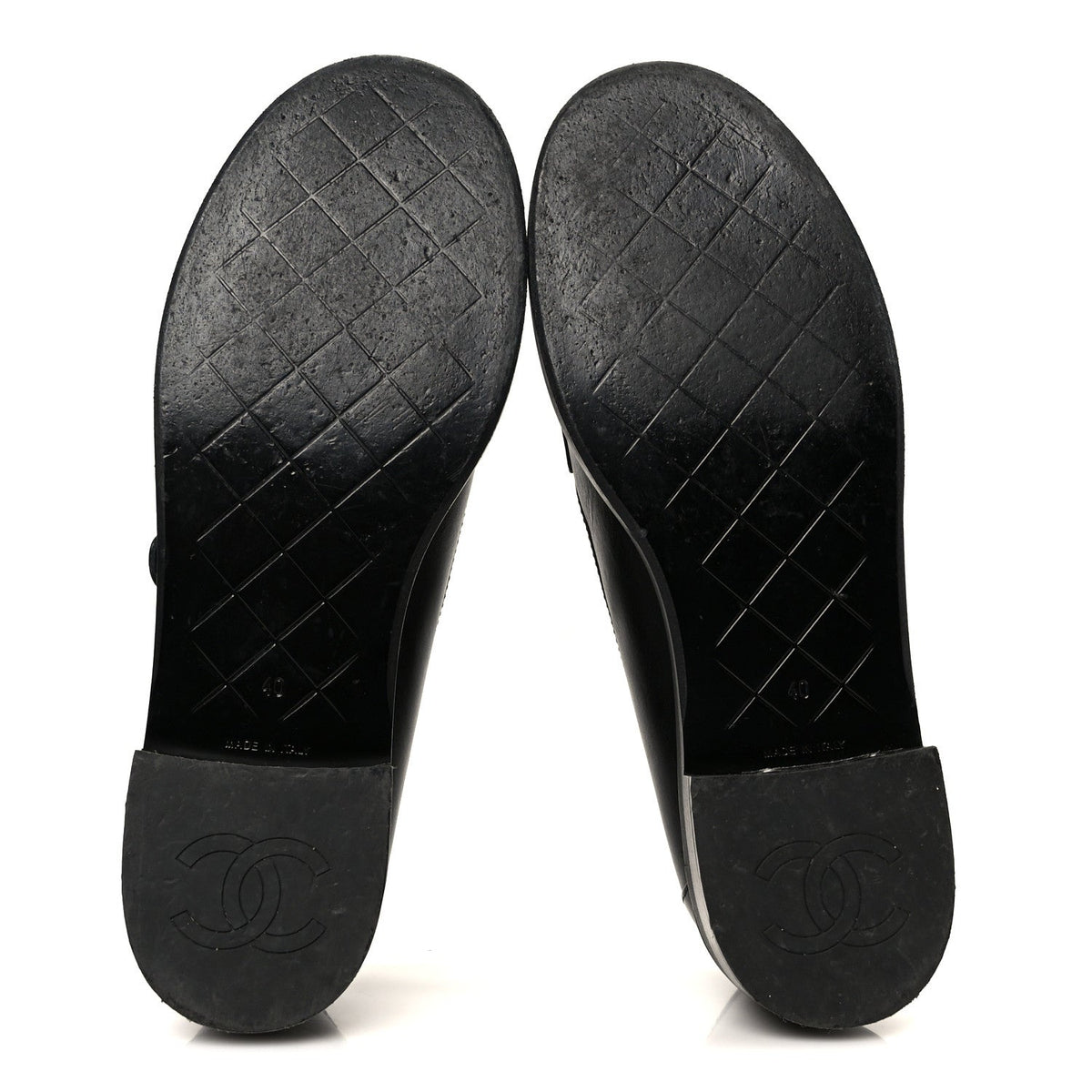 Calfskin CC Turnlock Moccasins 40 Black