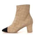 Suede Goatskin Grosgrain Cap Toe Shorts Boots 37 Beige Golden Black
