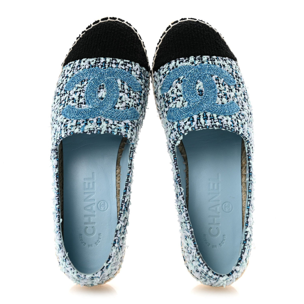 Tweed CC Espadrilles 36 Navy Blue Green Blue