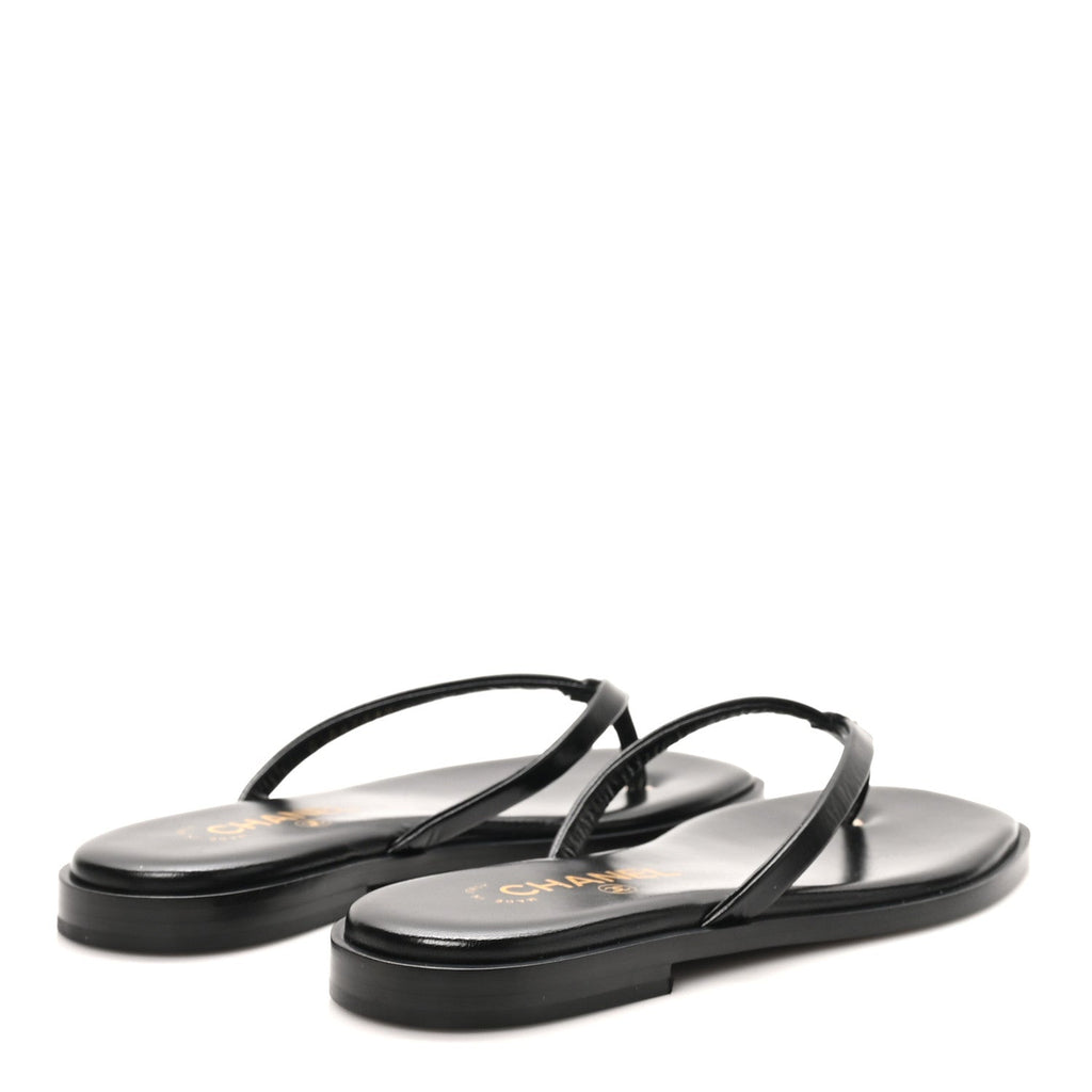 Goatskin CC Times Square Thong Sandals 37 Black