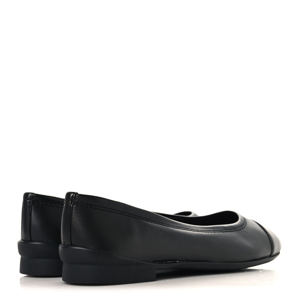 Lambskin Cap Toe CC Uniform Ballerina Flats 37 Black