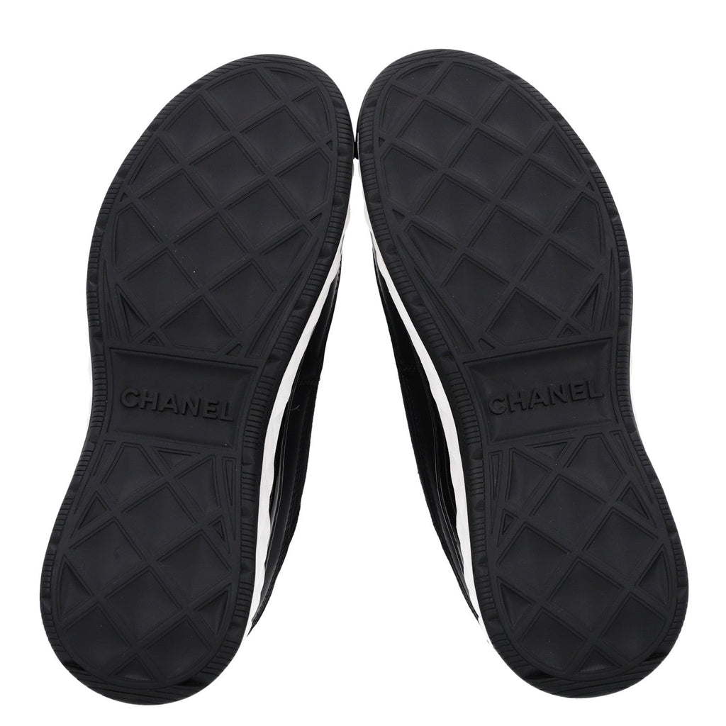 Velvet Calfskin Mixed Fibers CC Sneakers 36.5 Black