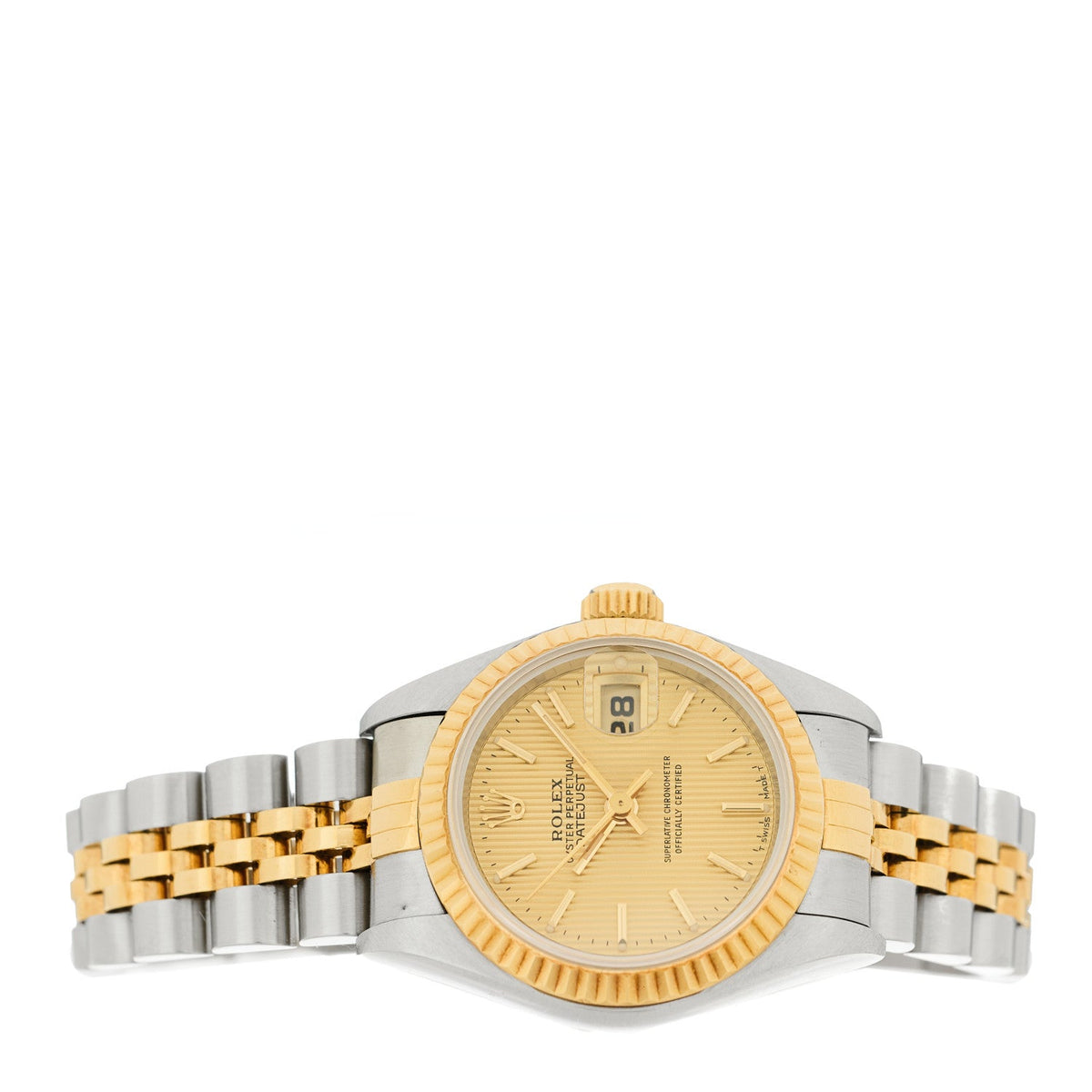 Stainless Steel 18K Yellow Gold 26mm Oyster Perpetual Datejust Watch Champagne Tapestry 69173