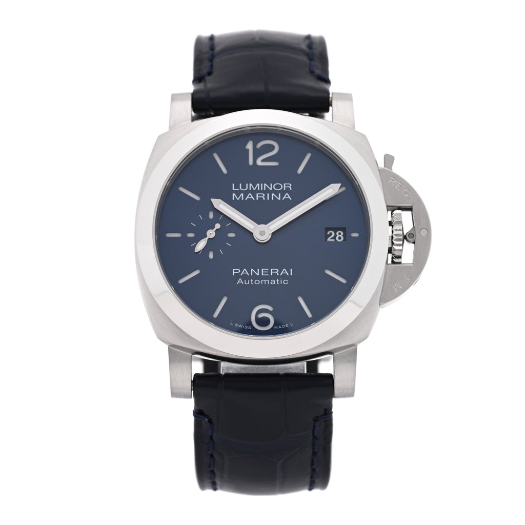 Stainless Steel Alligator 40mm Luminor Quaranta Automatic Watch Blue PAM01370 Blue