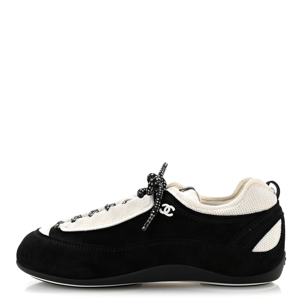 Velvet Calfskin Mixed Fibers Low Top CC Sneakers 37 Black