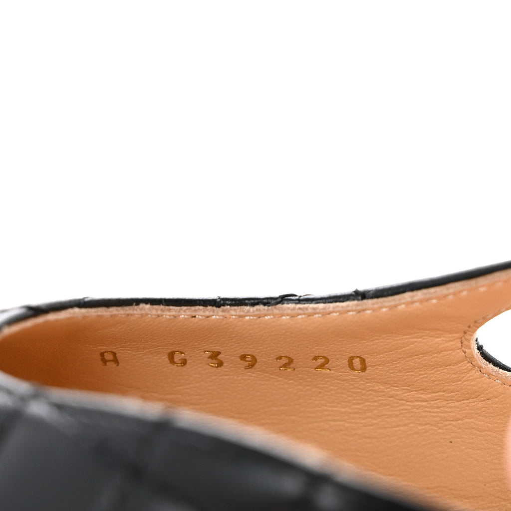 Lambskin Patent Calfskin Quilted Cap Toe CC Slingback Pumps 35.5 Black