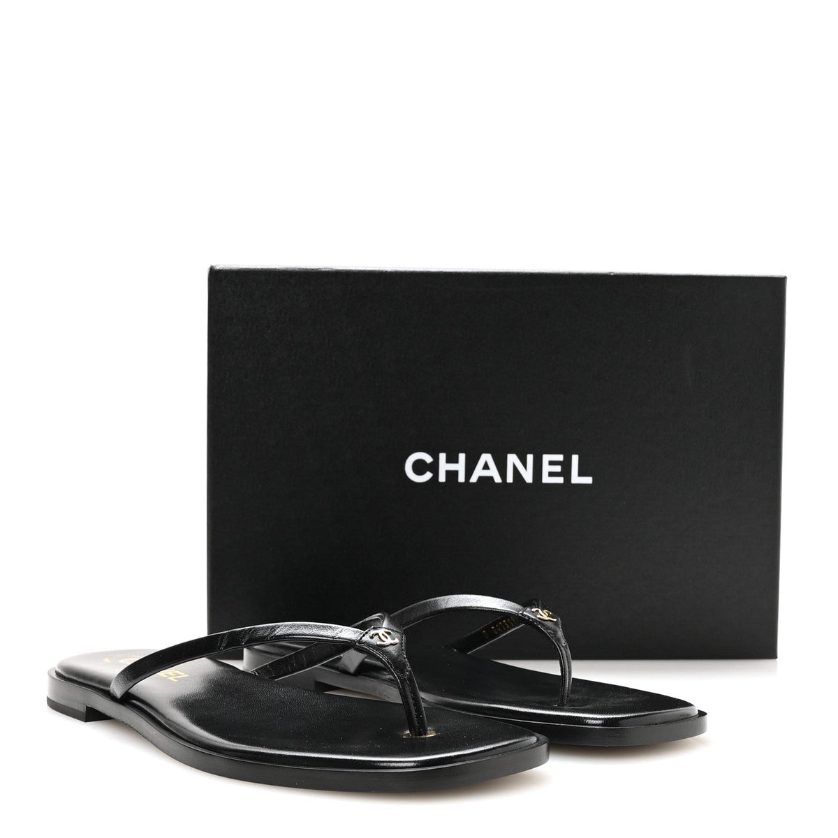 Goatskin Times Square Thong Sandals 39.5 Black