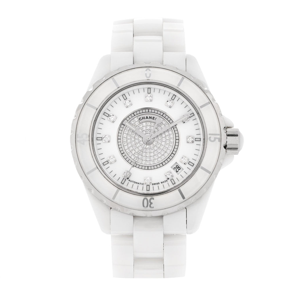 Stainless Steel Ceramic Diamond Dial 38mm J12 Automatic Watch White