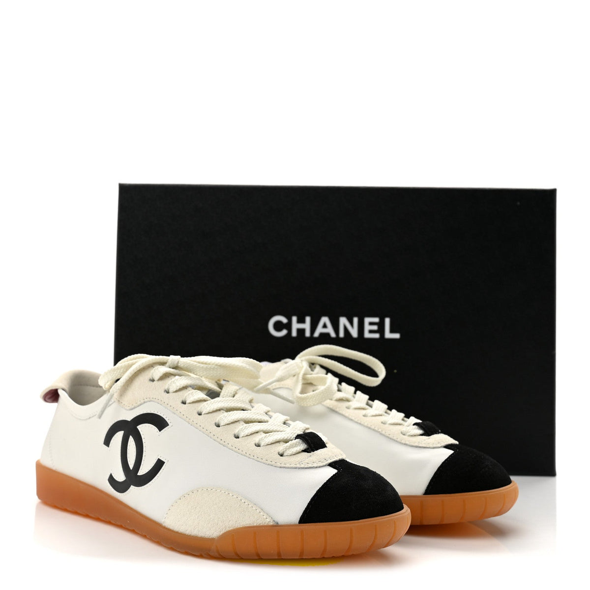Calfskin Embossed Suede Sneakers 38.5 White Black