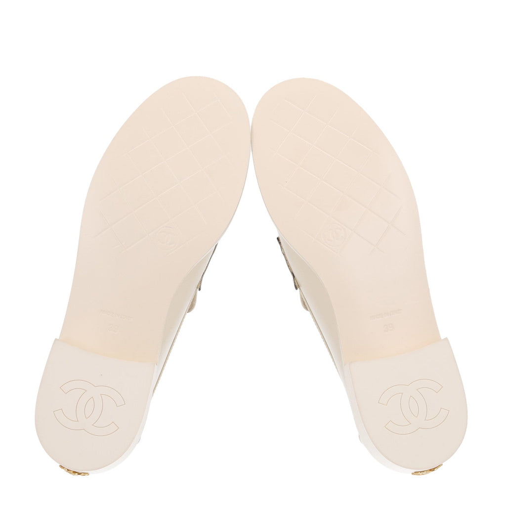 Calfskin Camellia CC Loafers 39.5 Ivory