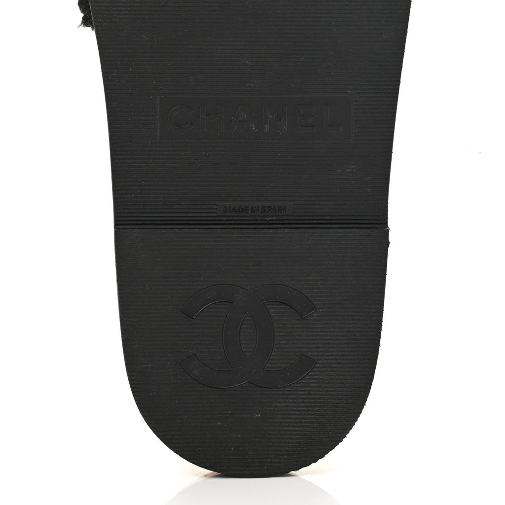 Fabric Pearl Cork CC Slip On Sandals 40 Black