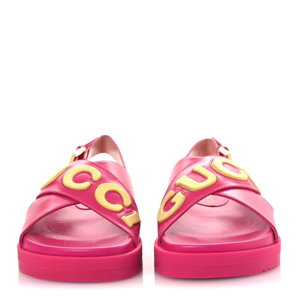 Calfskin Elizabeth Nappa Charlotte Logo Slingback Sandals 36 Fancy Fuchsia