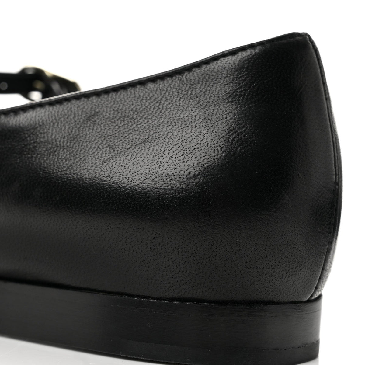 Lambskin Grosgrain Cap Toe CC Mary Jane Flats 37 Black