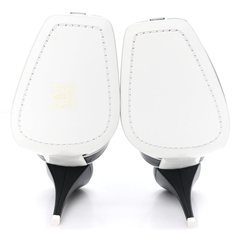 Lambskin CC Slingback Pumps 38 White Black