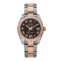 Stainless Steel 18K Everose Gold Diamond 31mm Oyster Perpetual Datejust Watch Chocolate Roman 178341
