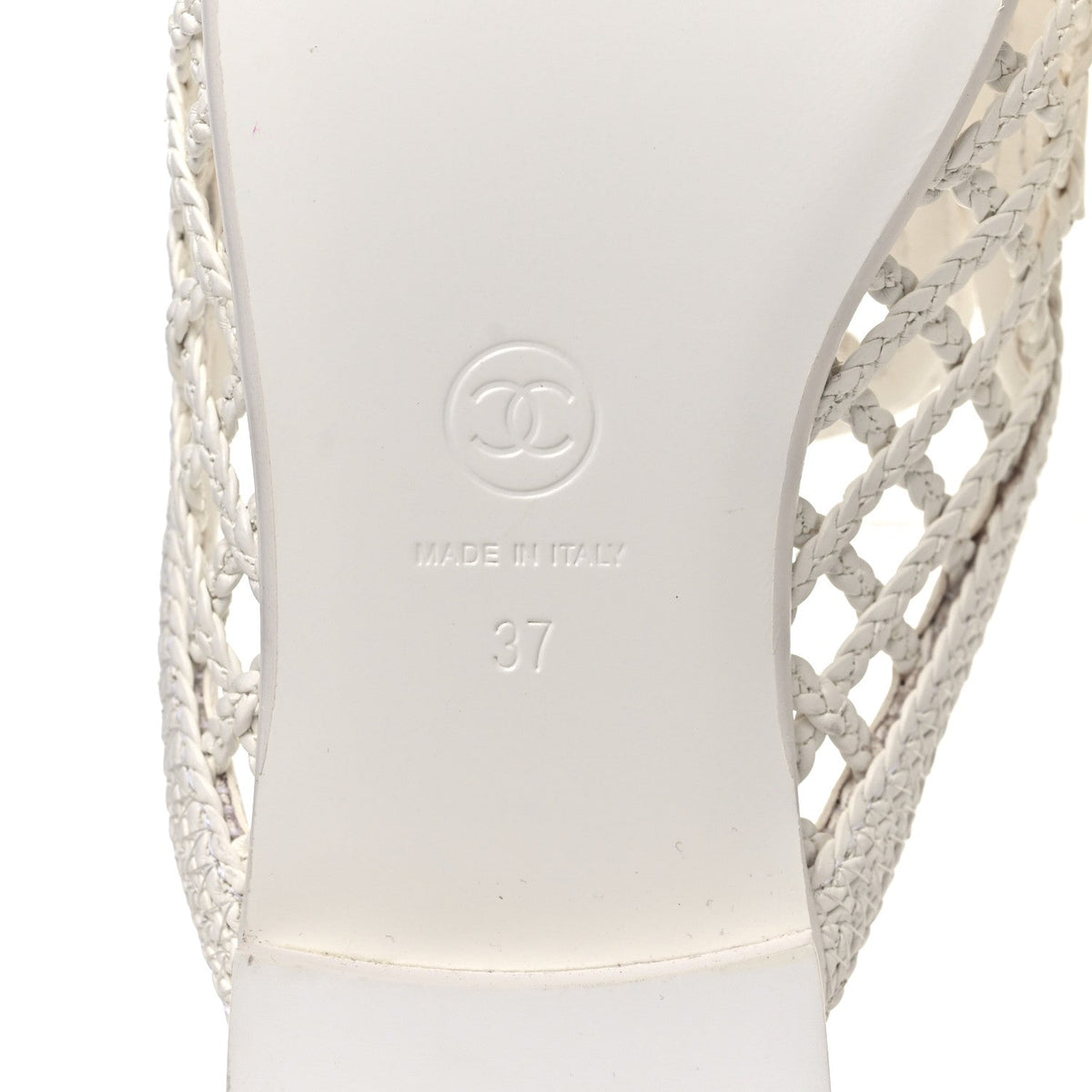 Braided Lambskin Mule Sandals 37 White