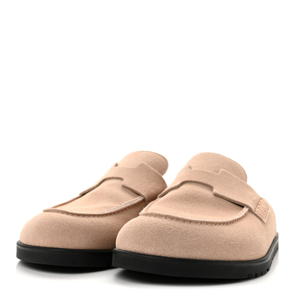 Suede Calfskin Womens Go Mules 37 Beige Nude