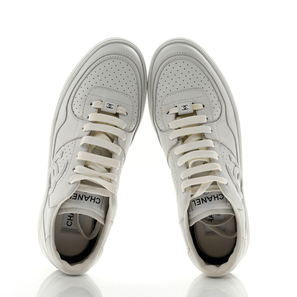 Calfskin CC Womens Sneakers 39.5 White