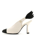 Lambskin Slingback Pumps 36.5 White Black